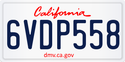 CA license plate 6VDP558