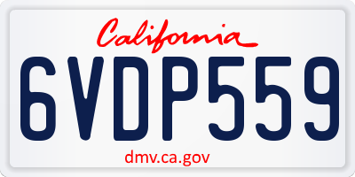 CA license plate 6VDP559