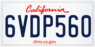 CA license plate 6VDP560