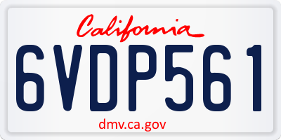 CA license plate 6VDP561