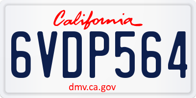 CA license plate 6VDP564