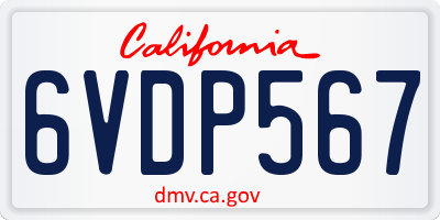 CA license plate 6VDP567