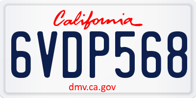 CA license plate 6VDP568