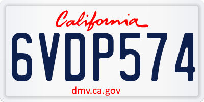 CA license plate 6VDP574