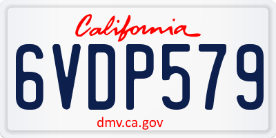 CA license plate 6VDP579