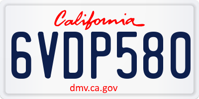 CA license plate 6VDP580