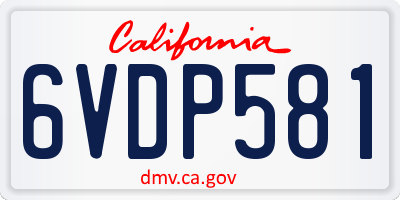 CA license plate 6VDP581