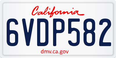 CA license plate 6VDP582