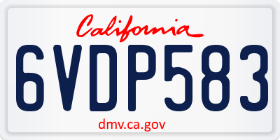 CA license plate 6VDP583
