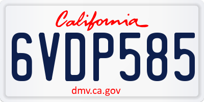 CA license plate 6VDP585