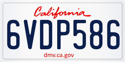 CA license plate 6VDP586