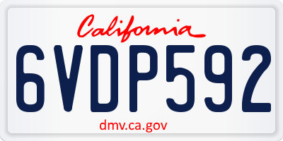 CA license plate 6VDP592