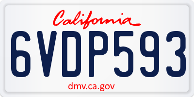 CA license plate 6VDP593