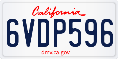 CA license plate 6VDP596