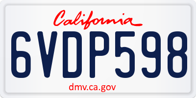 CA license plate 6VDP598