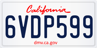 CA license plate 6VDP599