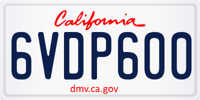 CA license plate 6VDP600