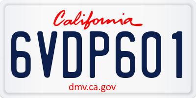 CA license plate 6VDP601