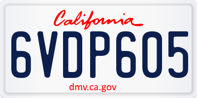 CA license plate 6VDP605