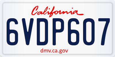 CA license plate 6VDP607