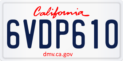 CA license plate 6VDP610