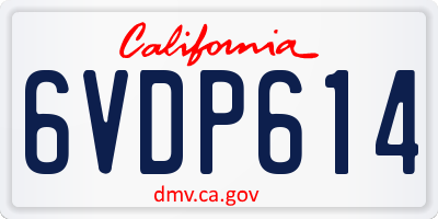 CA license plate 6VDP614