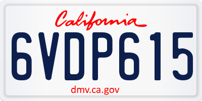 CA license plate 6VDP615