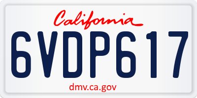 CA license plate 6VDP617