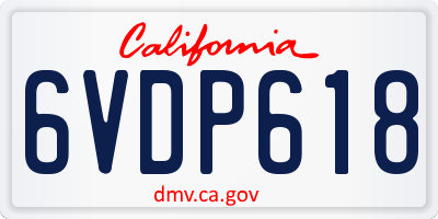 CA license plate 6VDP618