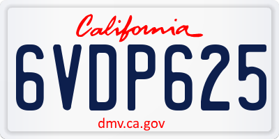 CA license plate 6VDP625