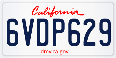 CA license plate 6VDP629