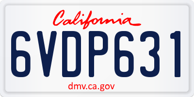 CA license plate 6VDP631
