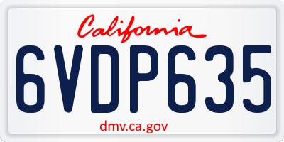 CA license plate 6VDP635