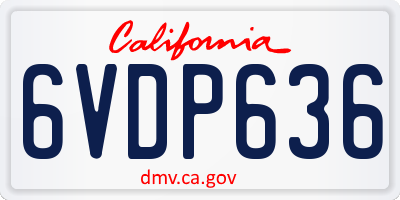 CA license plate 6VDP636