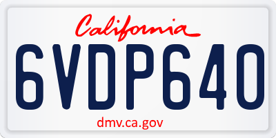 CA license plate 6VDP640