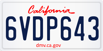 CA license plate 6VDP643