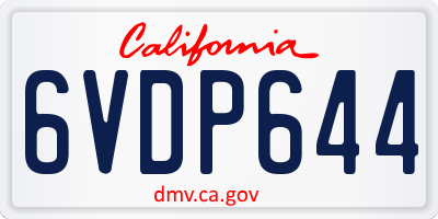 CA license plate 6VDP644