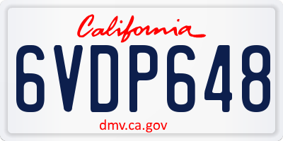 CA license plate 6VDP648