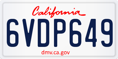 CA license plate 6VDP649
