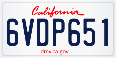 CA license plate 6VDP651