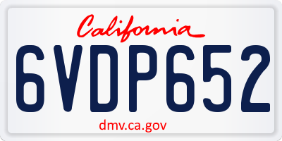 CA license plate 6VDP652