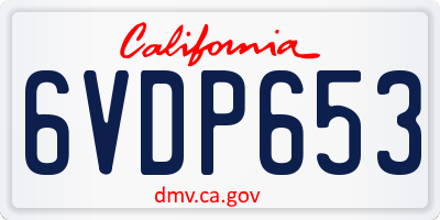 CA license plate 6VDP653