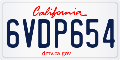 CA license plate 6VDP654