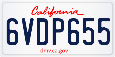 CA license plate 6VDP655