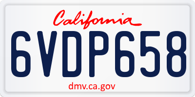 CA license plate 6VDP658