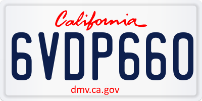 CA license plate 6VDP660