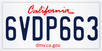 CA license plate 6VDP663