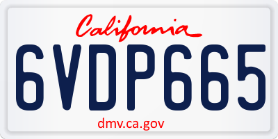 CA license plate 6VDP665