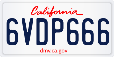 CA license plate 6VDP666