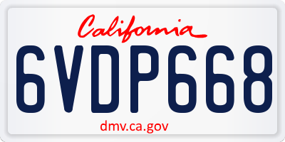 CA license plate 6VDP668